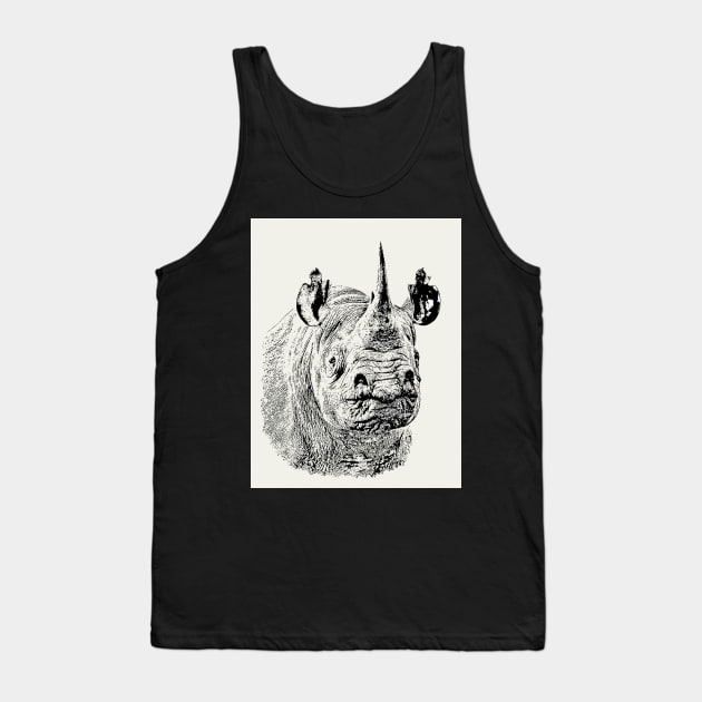 Endangered Black Rhino Portrait | African Wildlife Tank Top by scotch